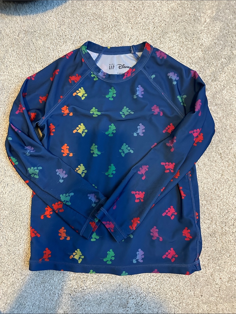 Gap Disney Navy Rainbow Mickey Long Sleeve Swim Rash Guard